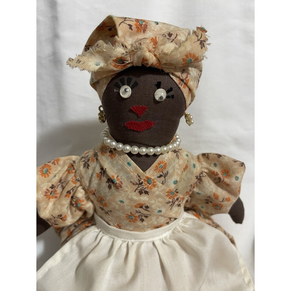 Handmade Woman Of Color Doll With Jewelry And Long Dress Weighted To Sit